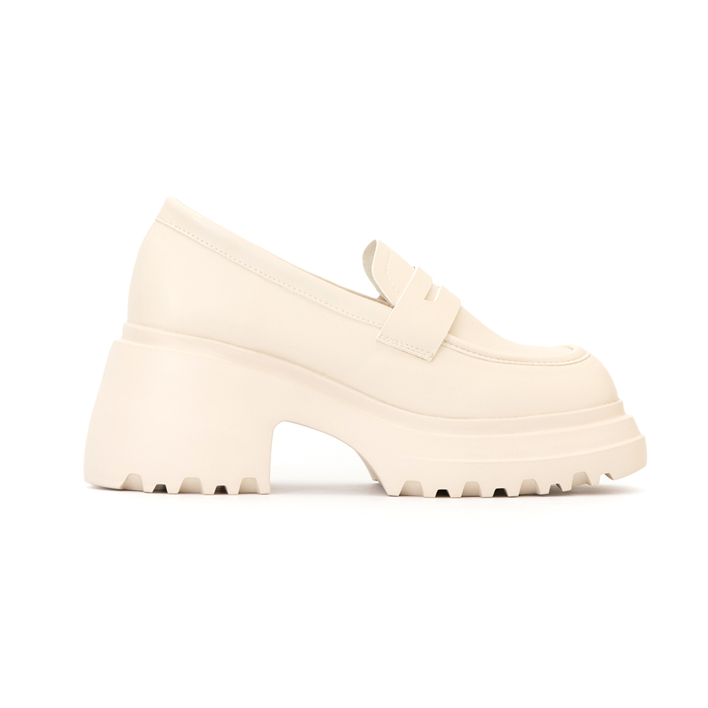 學霸女神增高加厚底樂福鞋 米白