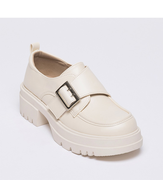 Square Buckle Chunky Sole Loafers Vanilla
