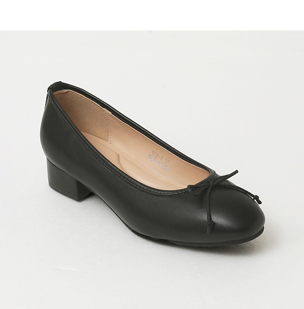 4D Cushioned Double-strap Low Heel Ballet Shoes Black