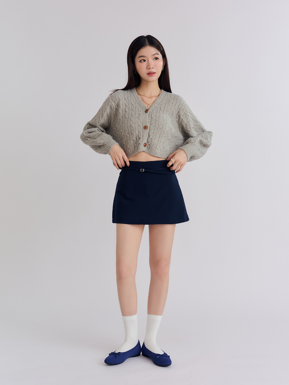 【3D零感雲織鞋】蝴蝶結圓頭芭蕾娃娃鞋 皇家藍