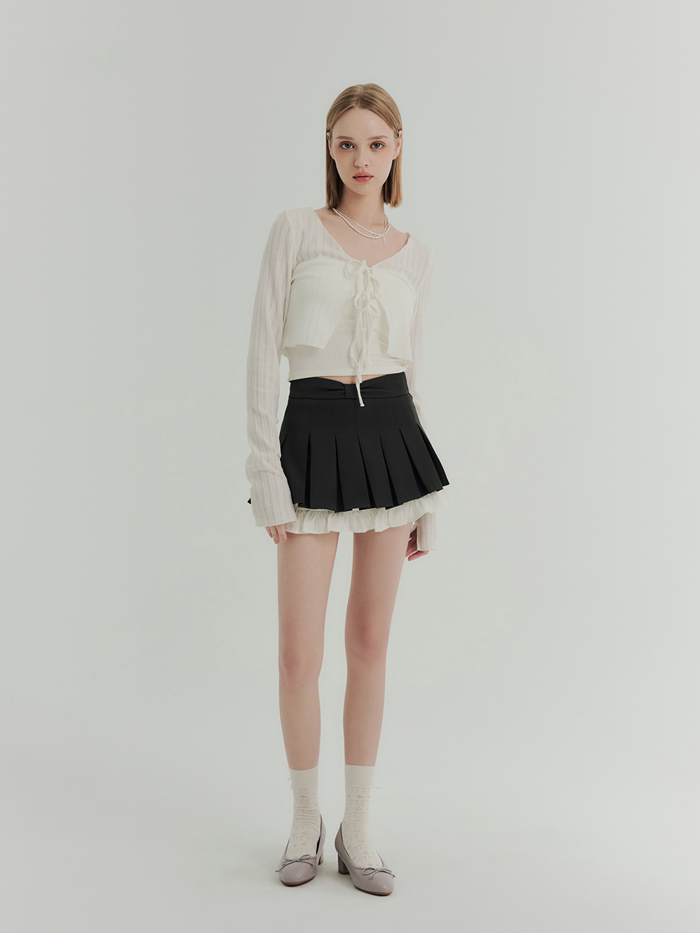 4D氣墊中跟芭蕾娃娃鞋 冰河灰