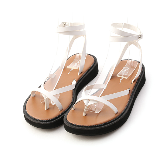 Ankle Strap Thick Sole Flip Flops White