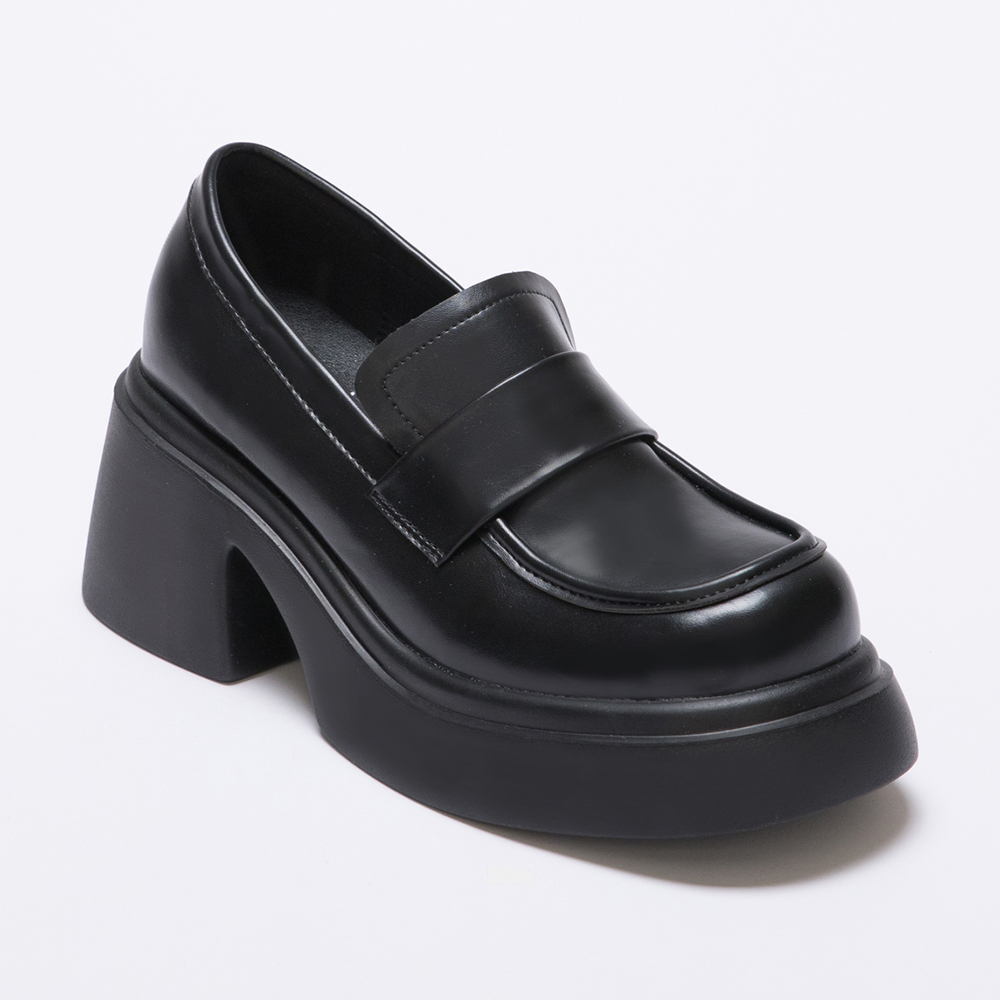 Lightweight Soft Sole High-Heel Loafers Black