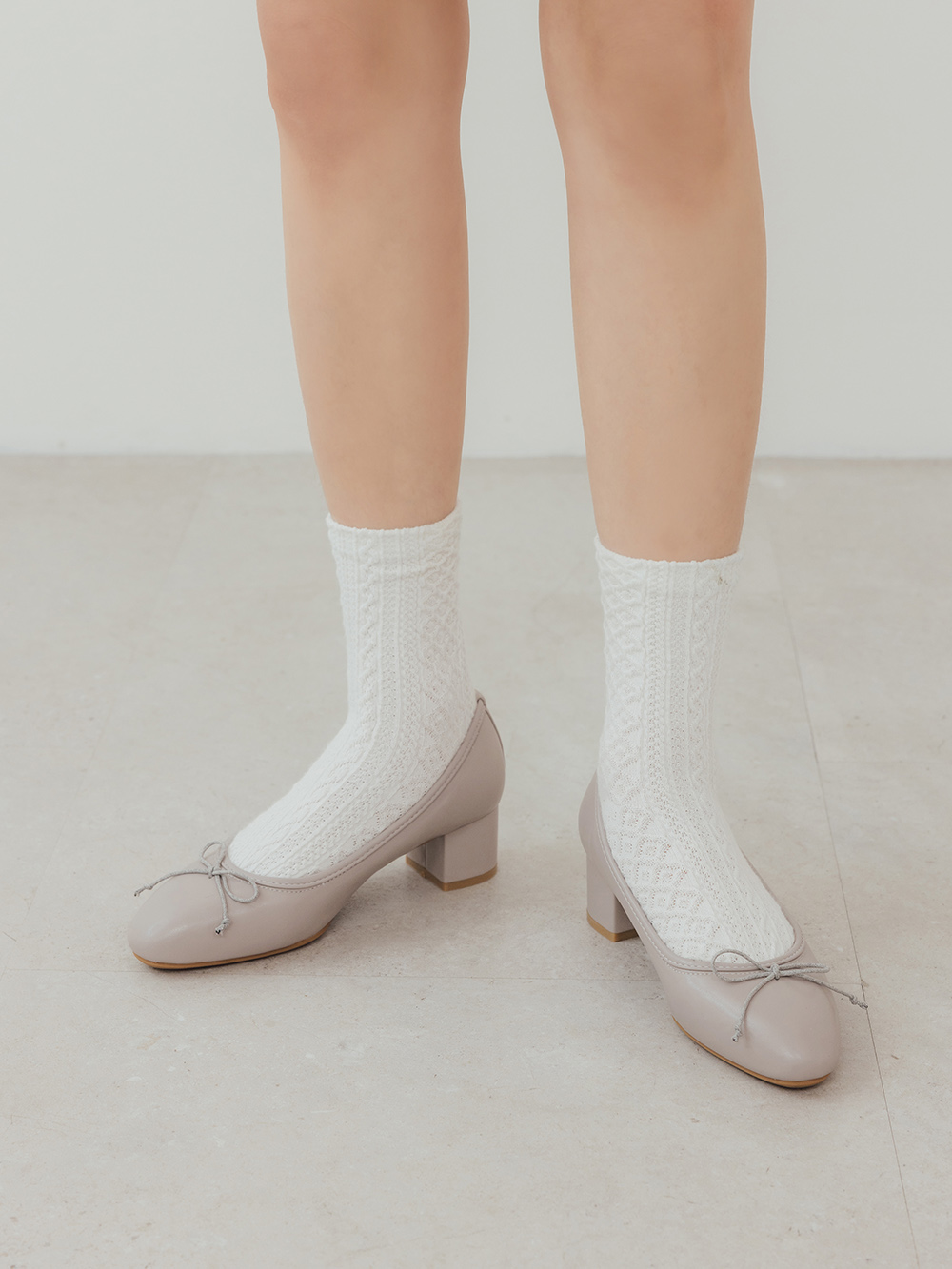 4D氣墊中跟芭蕾娃娃鞋 冰河灰