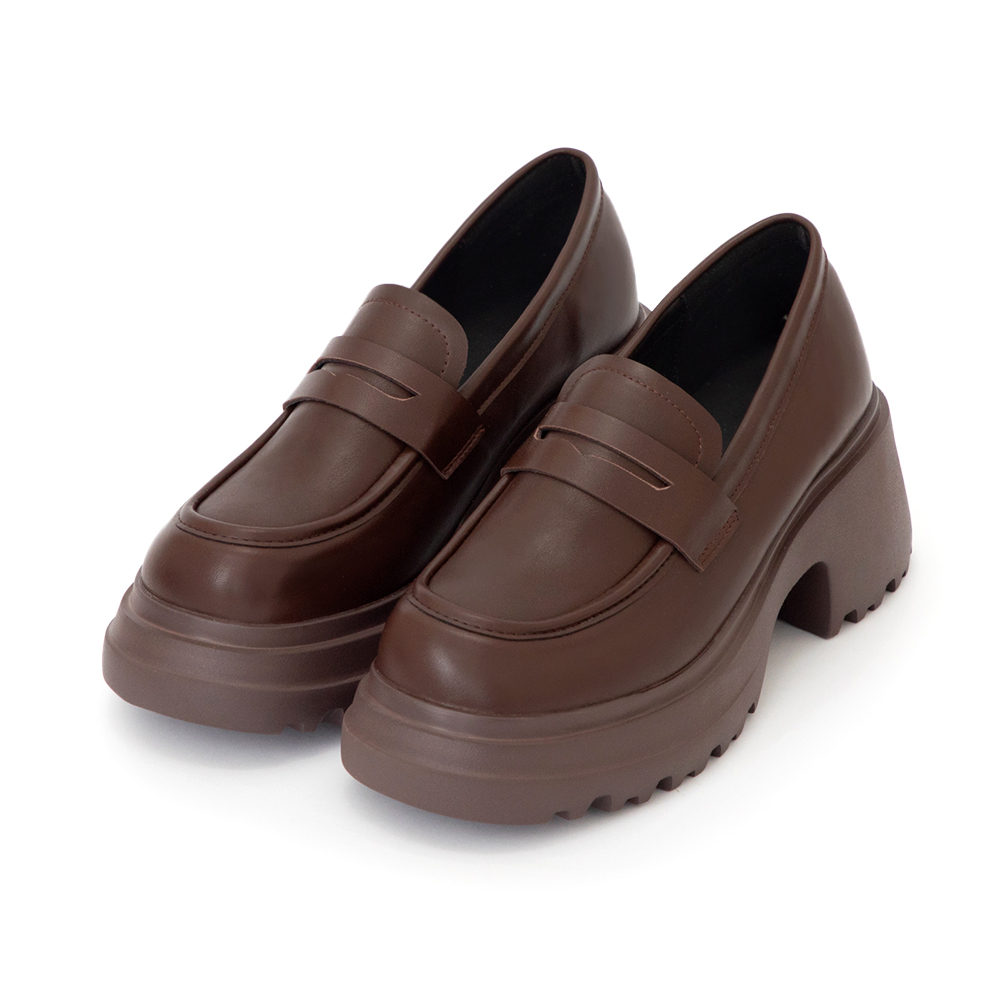 學霸女神增高加厚底樂福鞋 咖啡