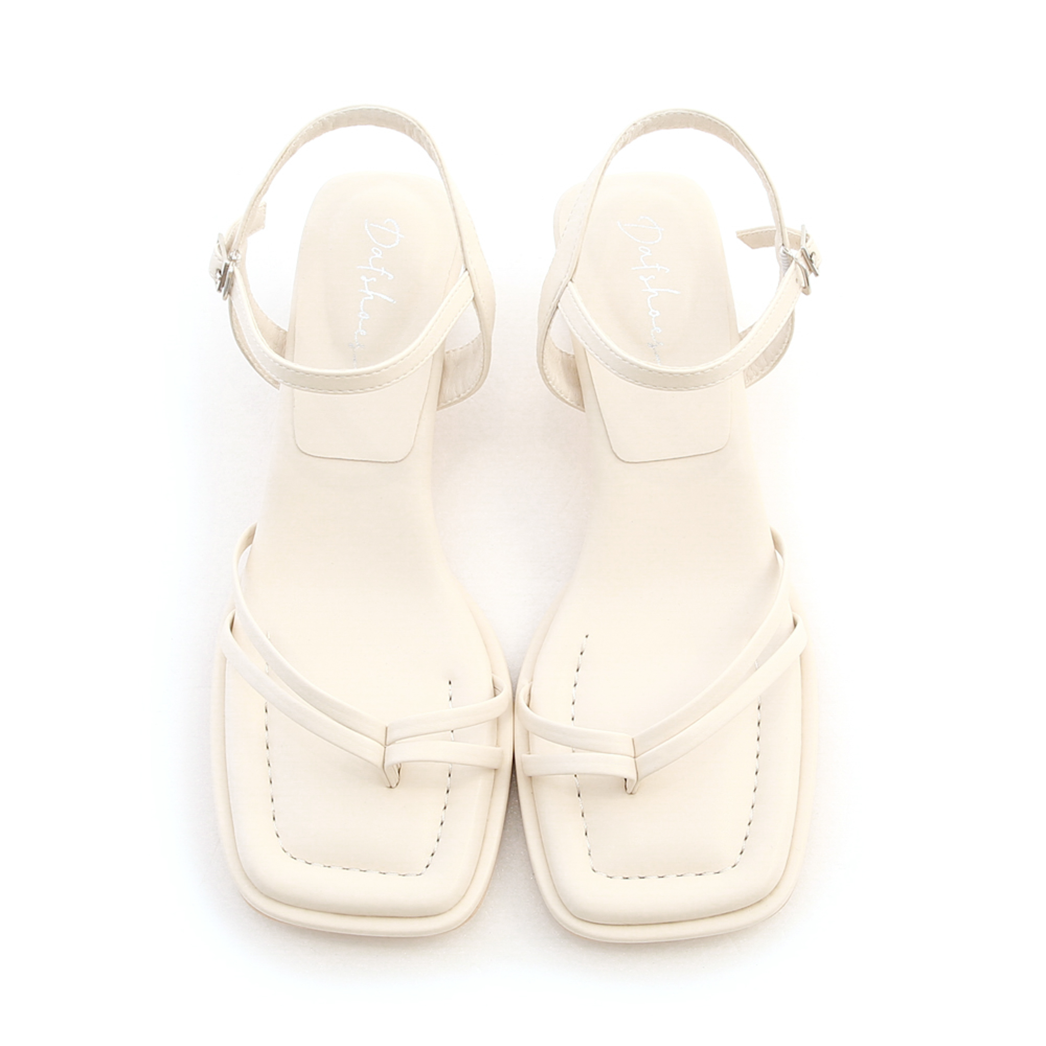 Puffy Cushioned Double-Strap Flat Heel Sandals Vanilla