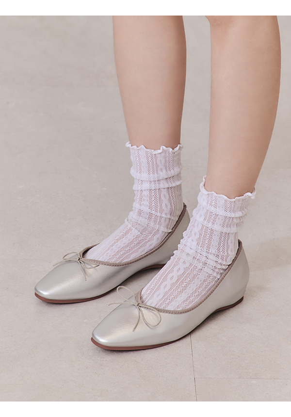 Classic Bow Ballet Flats Silver