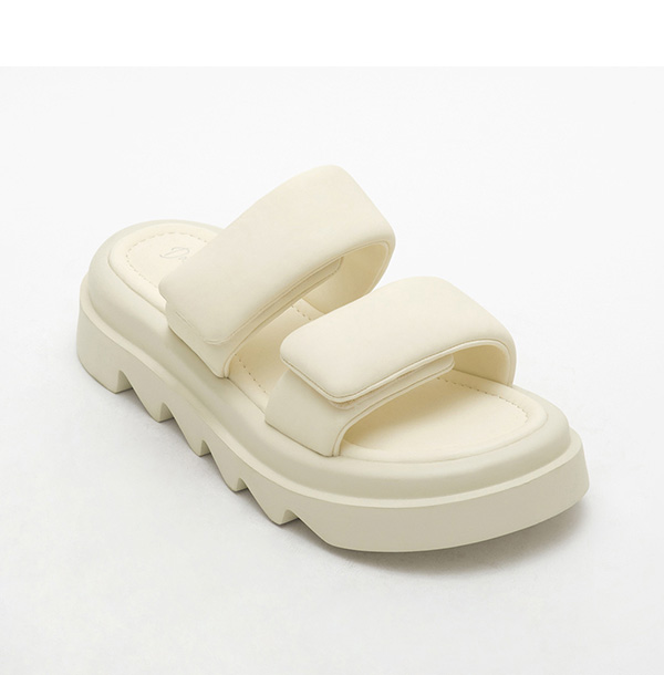 空氣海綿雙帶啵啵Q軟拖鞋 ベージュ