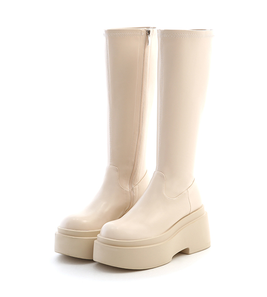 Chunky Sole Slimming Tall Boots Vanilla