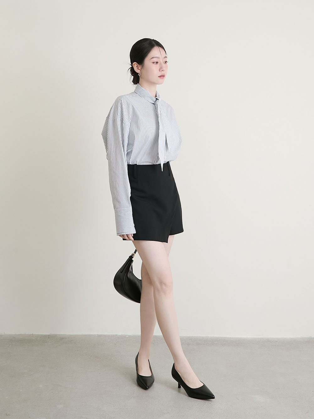 【真皮系列】5cm全能氣墊真皮中跟鞋 黑色