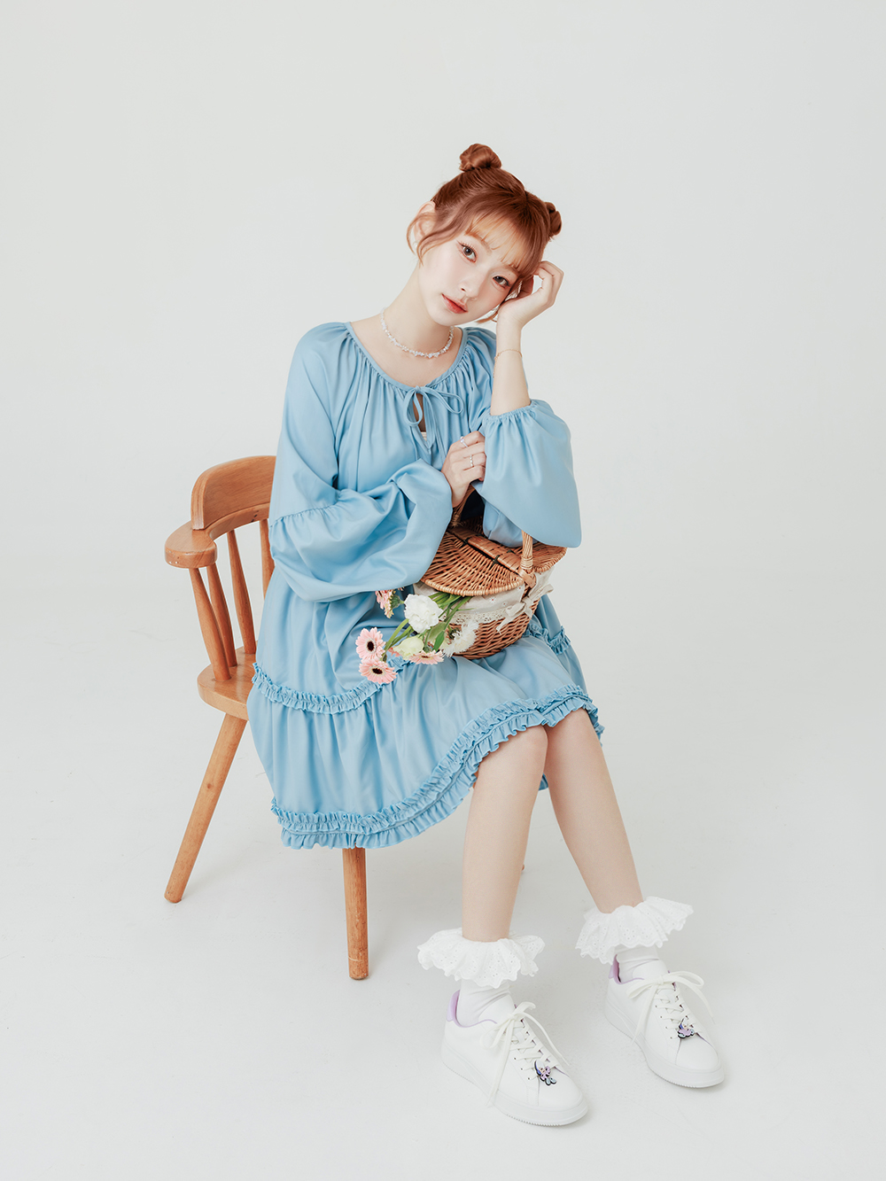 【Disney】牡蠣寶寶雙色鞋帶小白鞋 薰衣紫