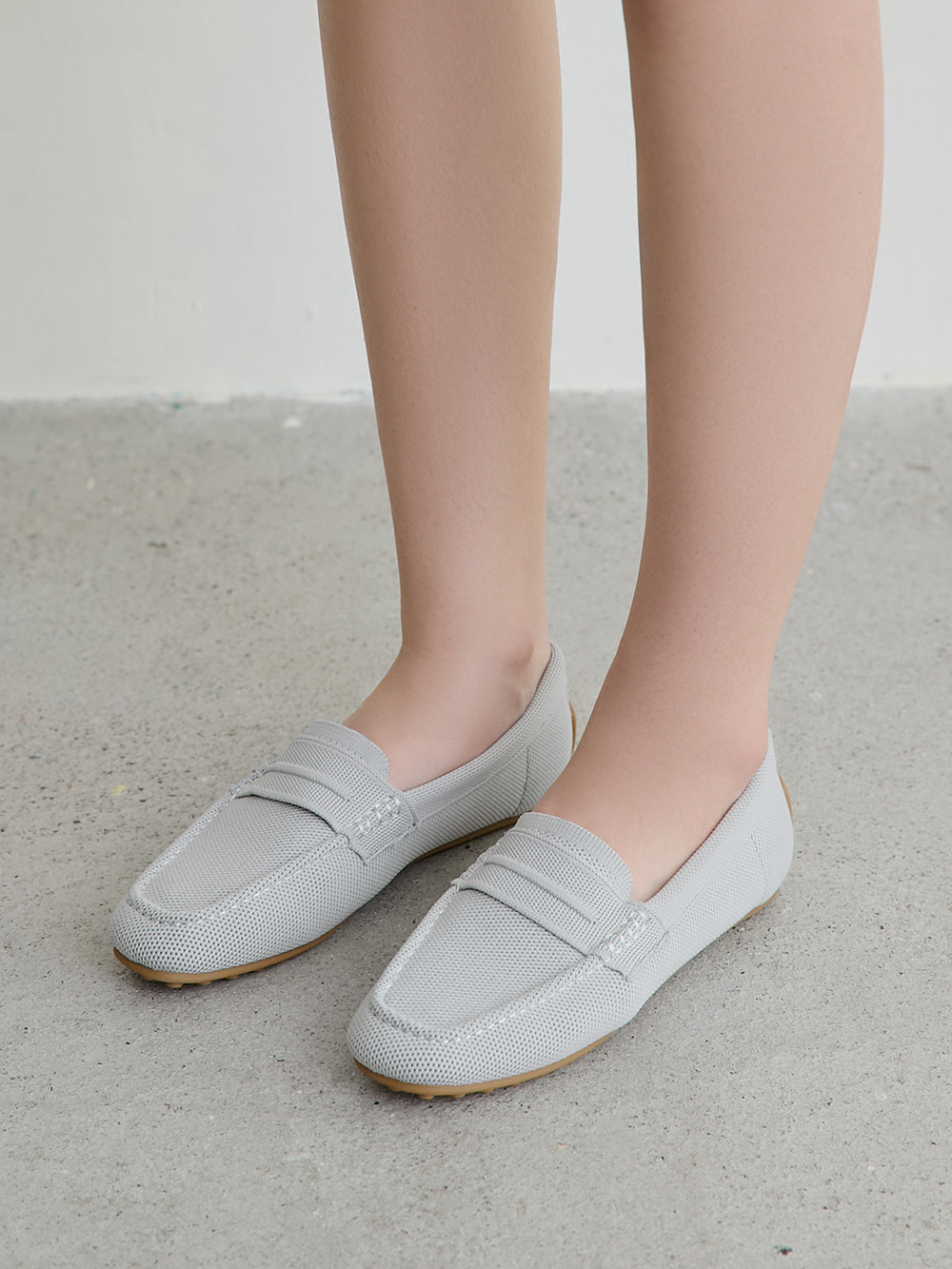 【3D零感雲織鞋】通勤款樂福豆豆鞋 象牙灰