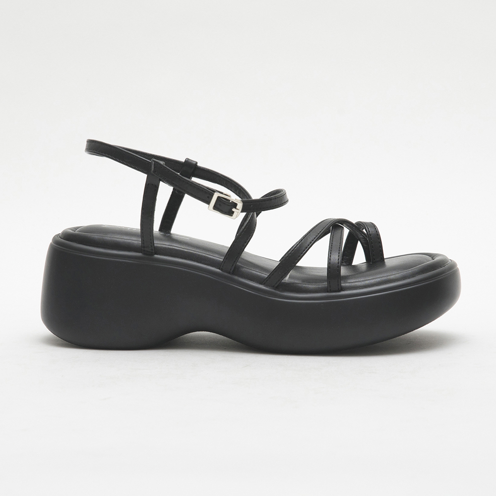 Strappy Lightweight Platform Sandals Black