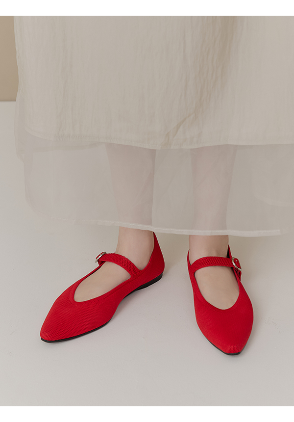 【3D零感雲織鞋】尖頭瑪莉珍鞋 熱戀紅