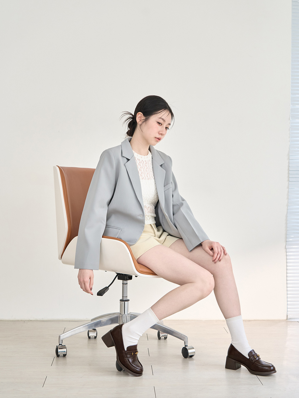 【真皮系列】親膚空氣棉小金葉樂福鞋 咖啡色