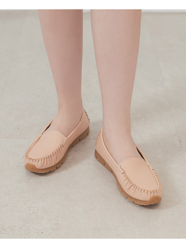 MIT Plain Platform Moccasins Pink