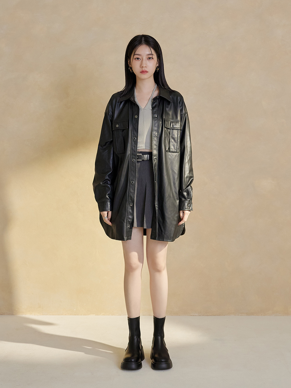 美腿濾鏡．輕量加厚底瘦瘦短靴 時尚黑