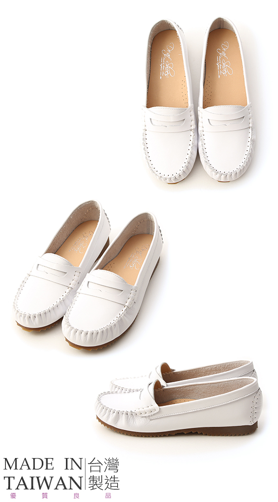 Classic Leather Moccasins White