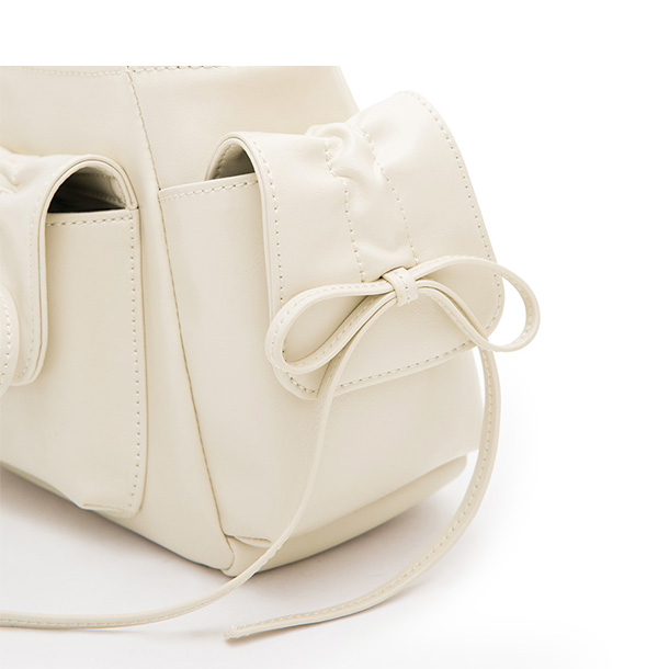 Bowtie Multi-Pocket Convertible Crossbody Bag Beige