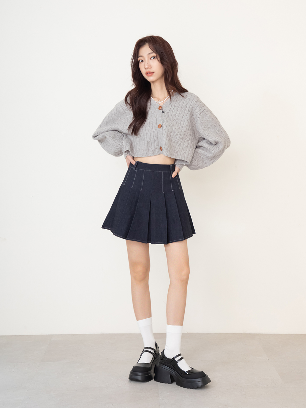 甜酷爆擊雙帶厚底瑪莉珍鞋 黑色