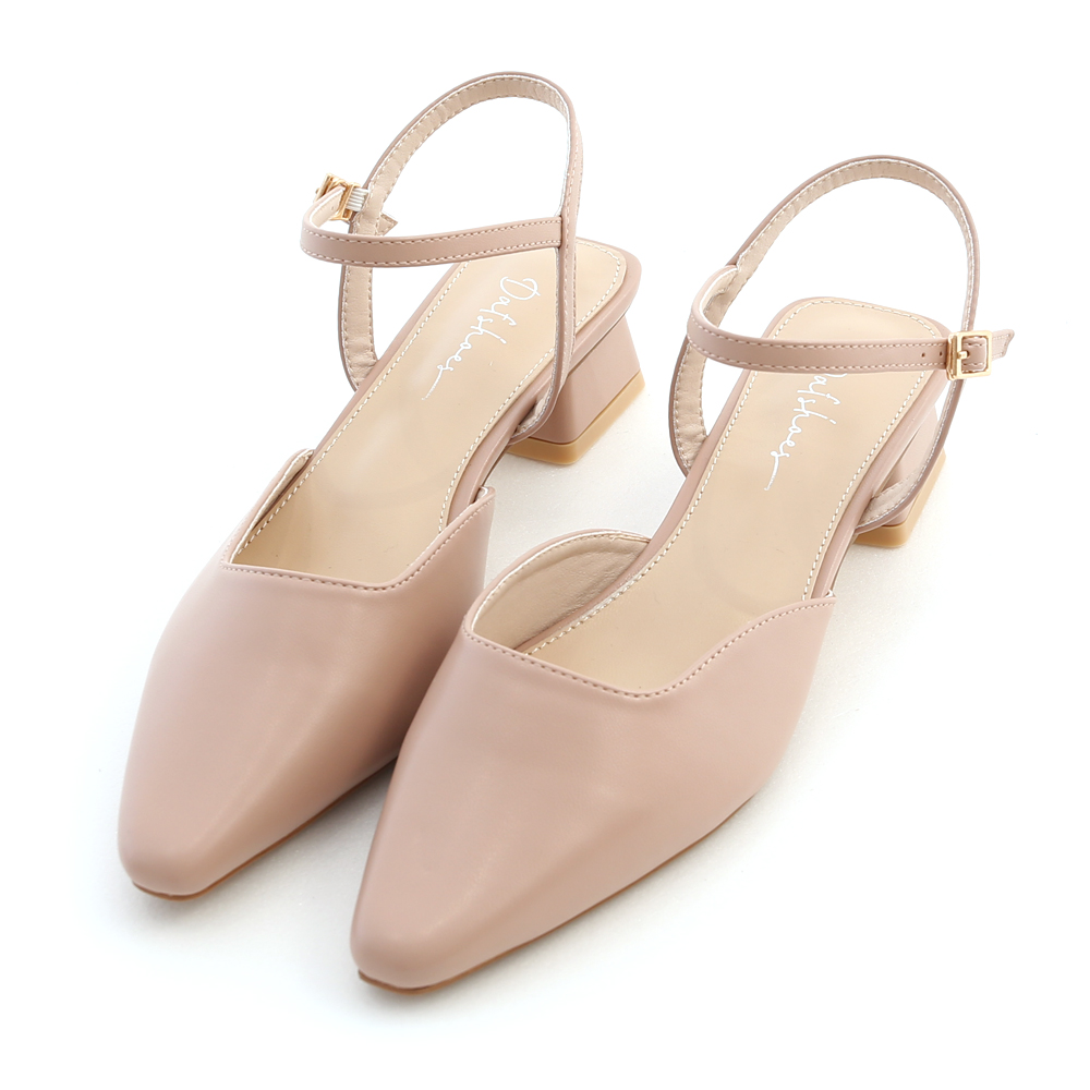 Low Heel Pointy Pumps Nude pink