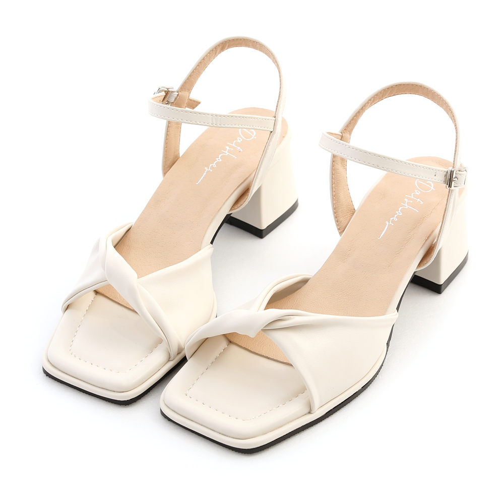 Knotted Slingback Heels Cream