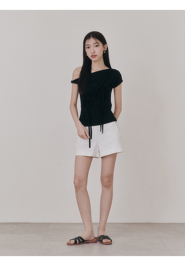 Contrast Stitching Flat Slides Black