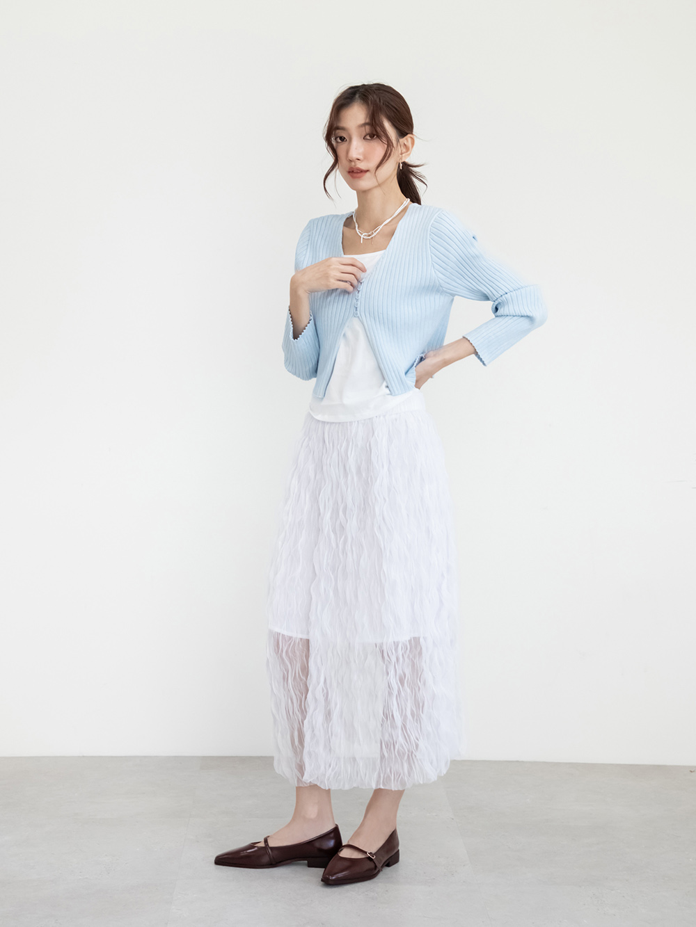 女爵尖頭平底瑪莉珍鞋 咖啡色