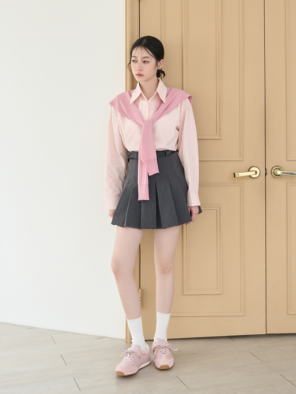 粉彩系列OK繃貼真皮休閒鞋 粉色