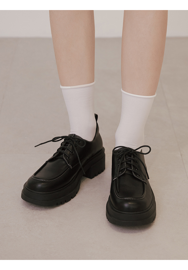 Platform Lace-Up Derby Shoes Black