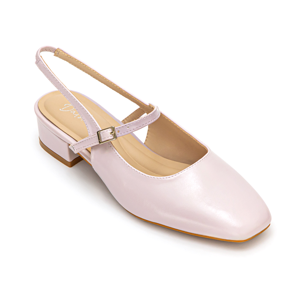 粉彩春日4D氣墊後空低跟鞋 紫