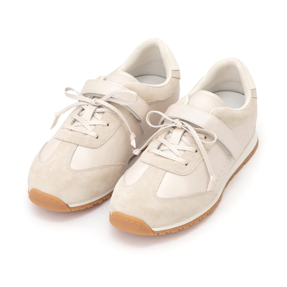 粉彩系列OK繃貼真皮休閒鞋 米白色