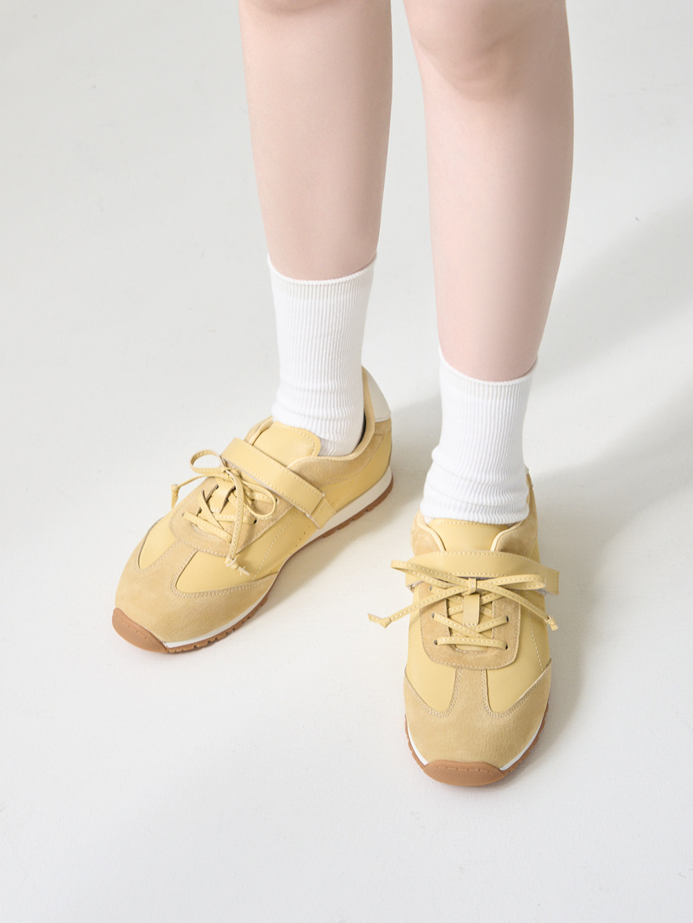 粉彩系列OK繃貼真皮休閒鞋 黃色