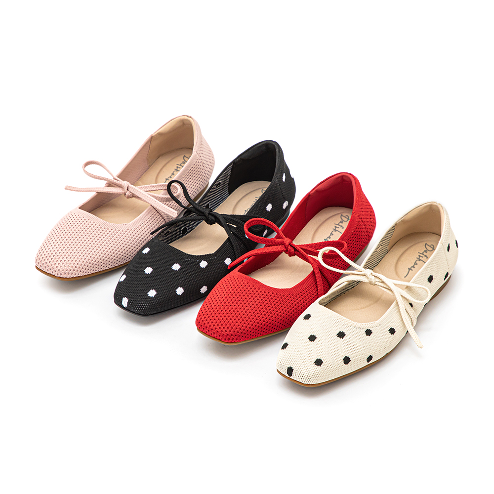 【3D零感雲織鞋】綁帶方頭瑪莉珍鞋 裸膚粉