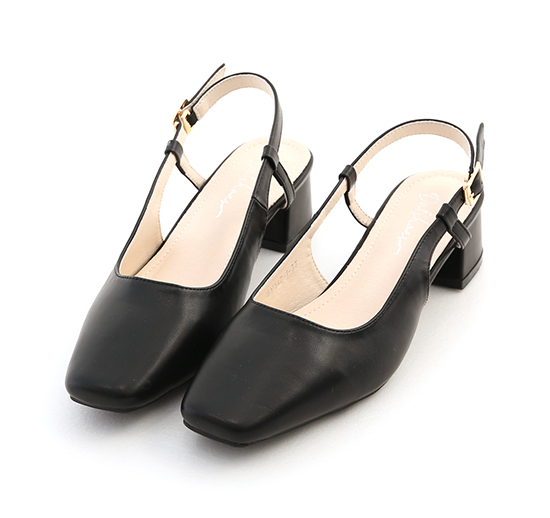 Mid-Heel Slingback Pumps Black