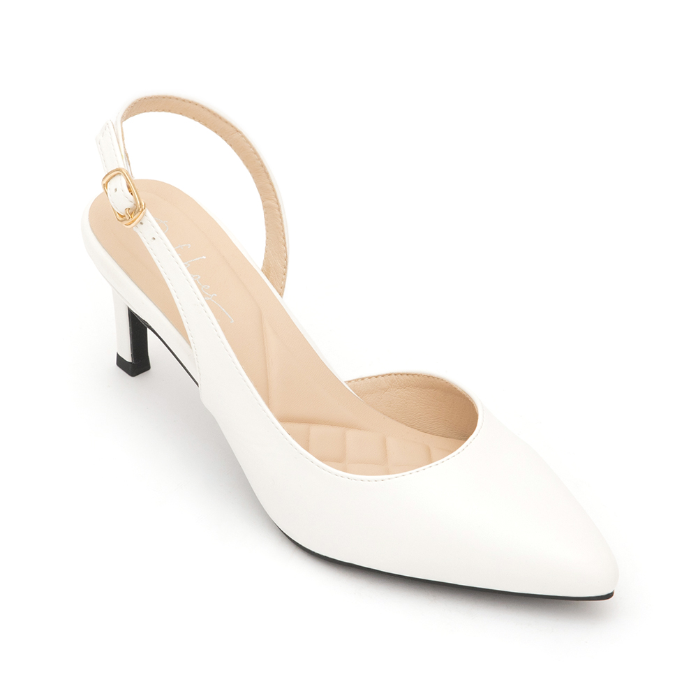 Elegant Pointed-Toe Slingback Heels White