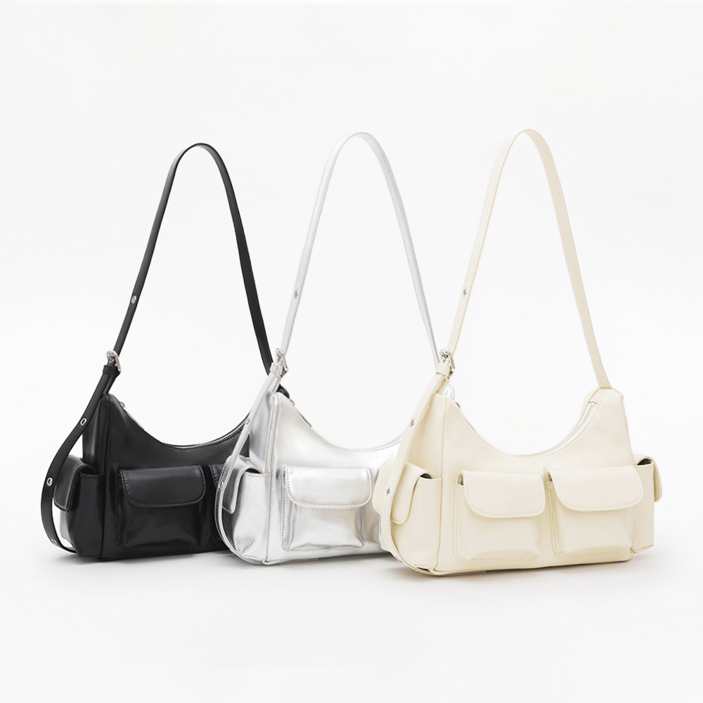 Double Pocket Sling Bag Silver