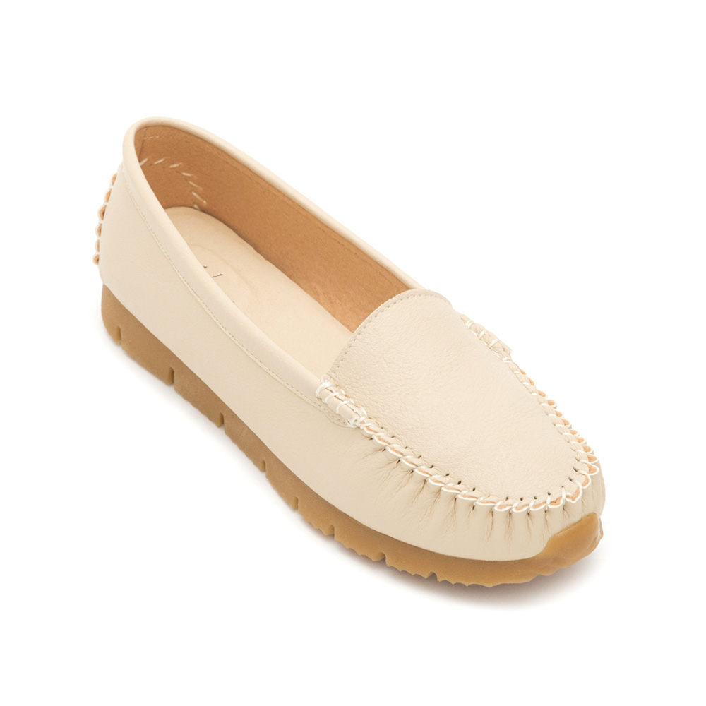 MIT Plain Platform Moccasins Cream