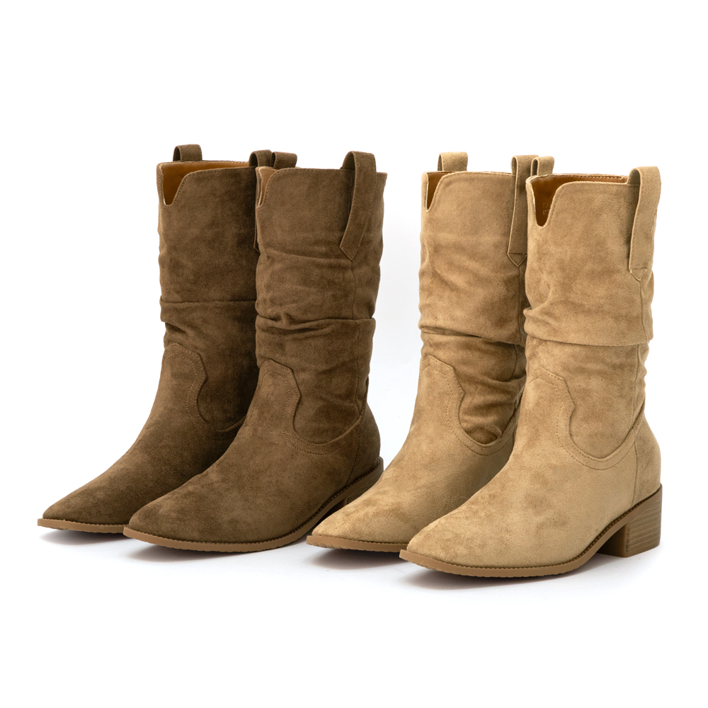 美拉德V口內增高西部堆堆靴 棕色