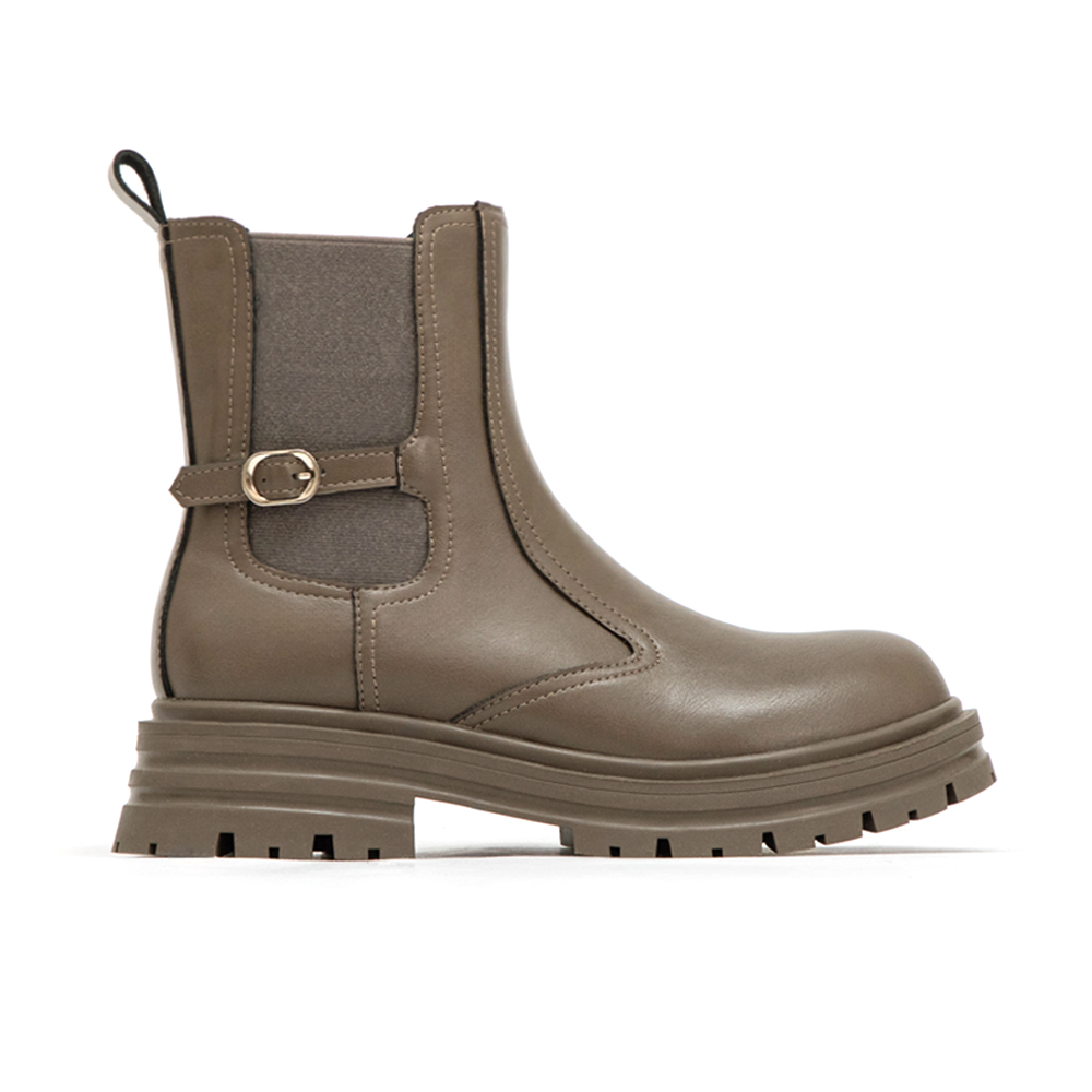 百搭氣場小釦環切爾西短靴 灰色