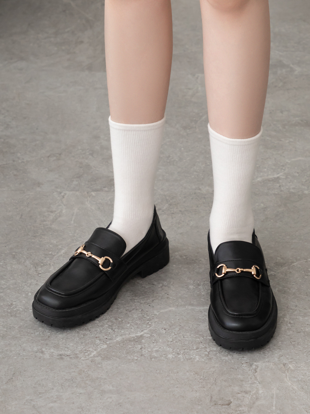 復刻經典.鬆糕底馬銜釦樂福鞋 時尚黑