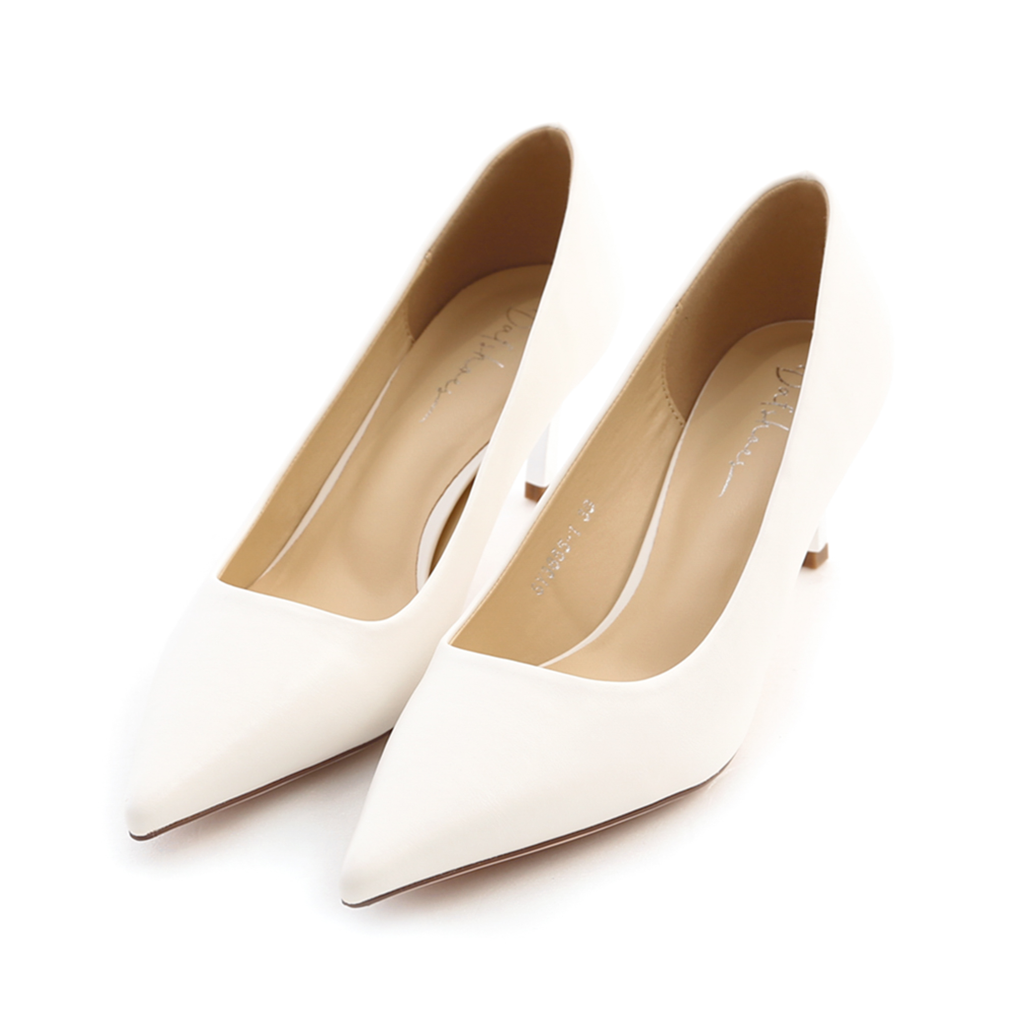 Plain Pointed Toe 6cm High-Heels White