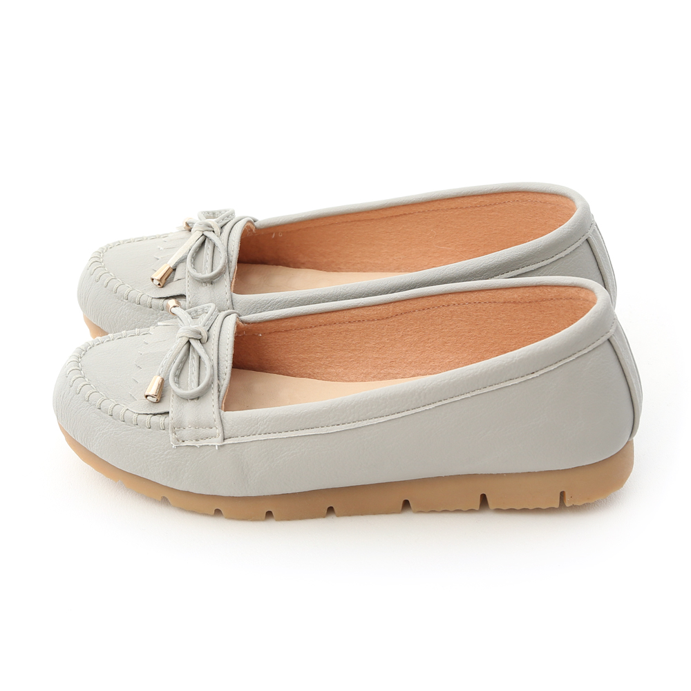 MIT Bow and Fringe Detail Moccasins Grey