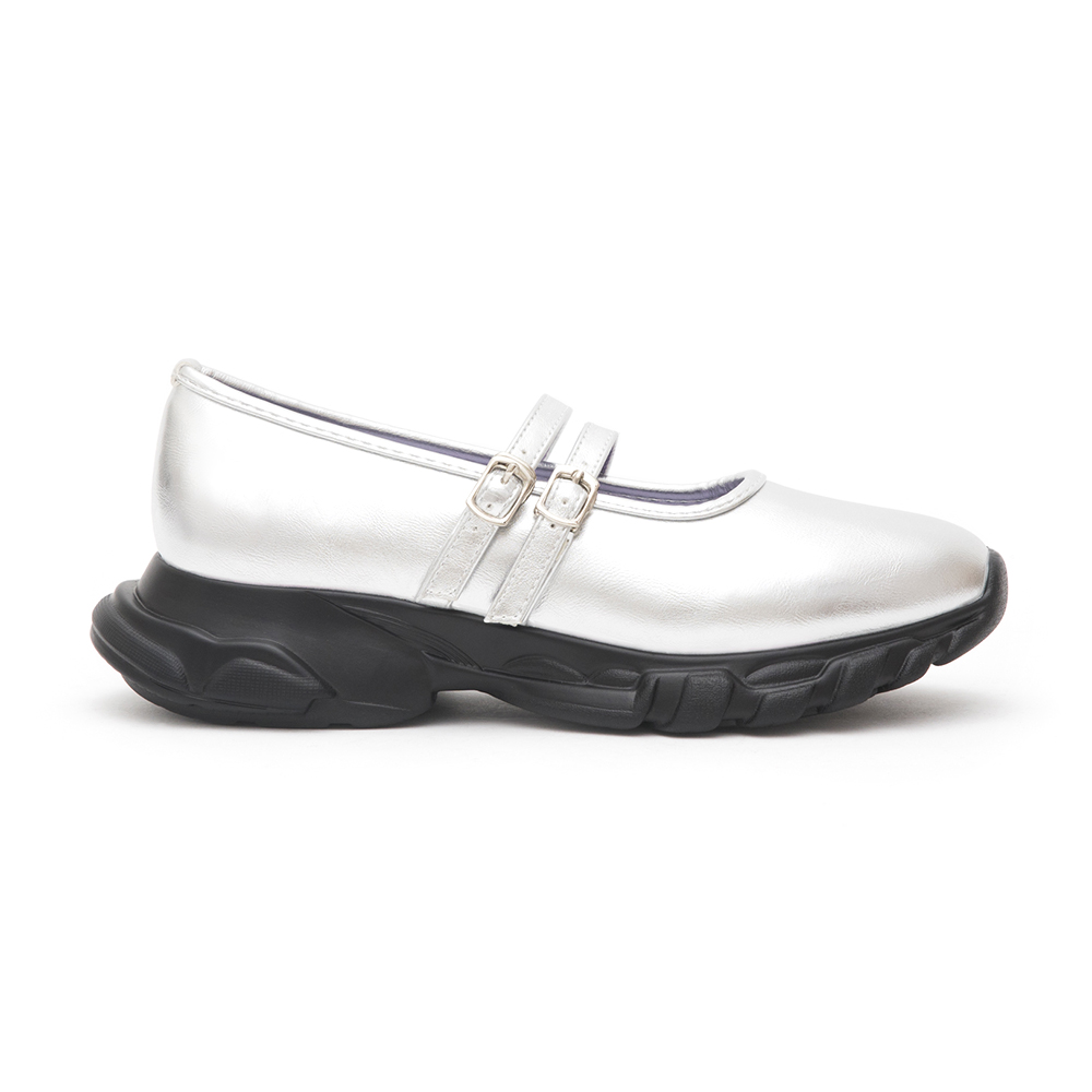 Mary Jane Functional Ballet Flats Silver