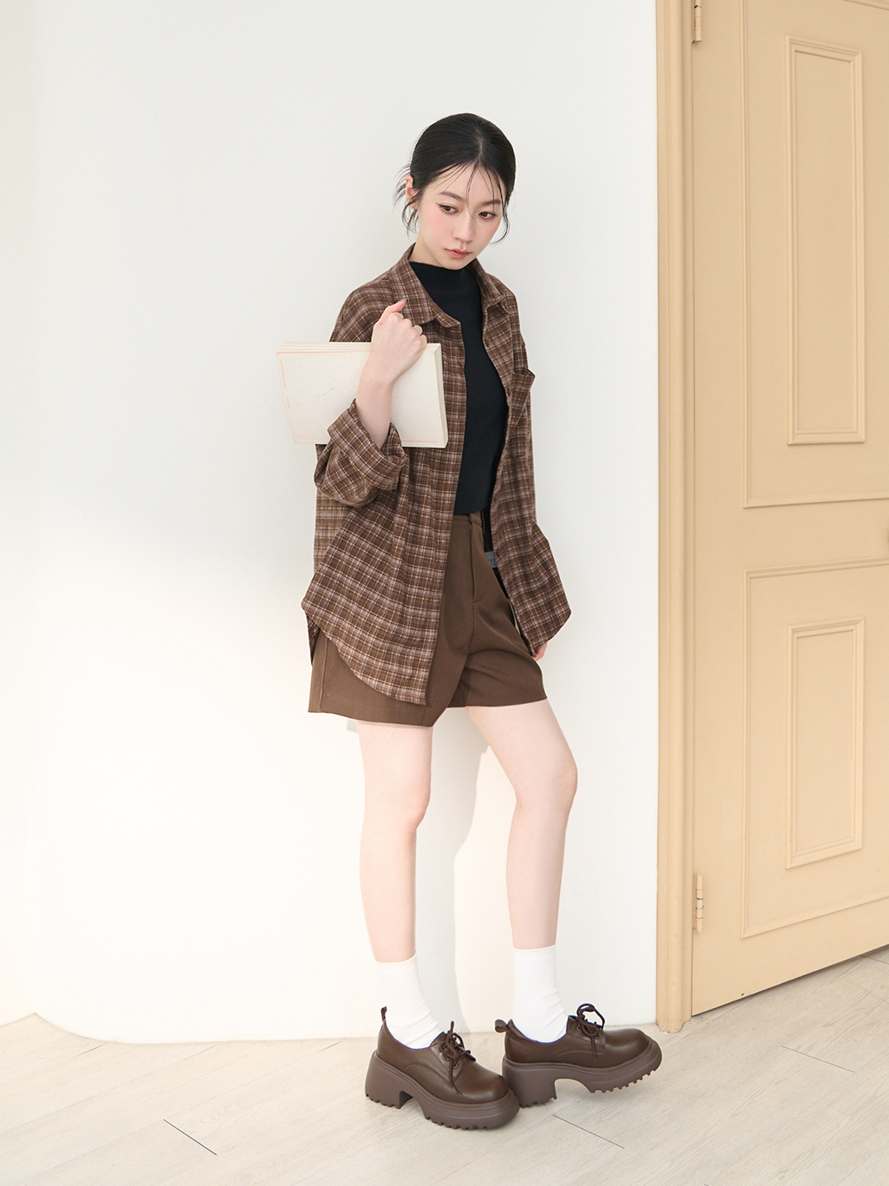 初戀系少女增高加厚底德比鞋 咖啡