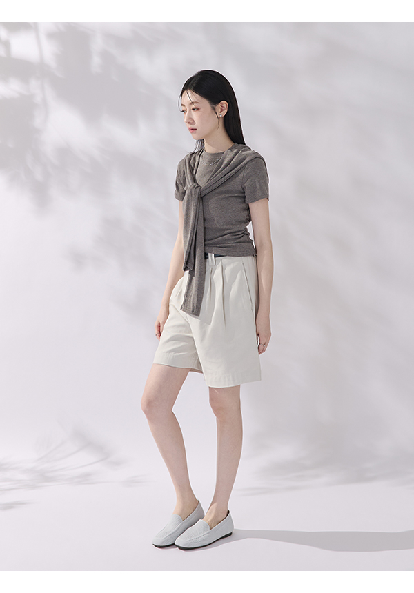 【3D零感雲織鞋】素面方頭樂福鞋 象牙灰