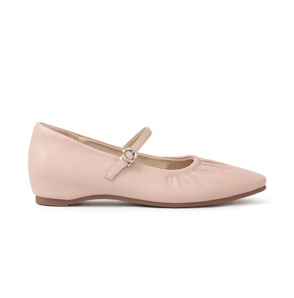 Hidden Wedge Ruched Mary Jane Shoes Pink
