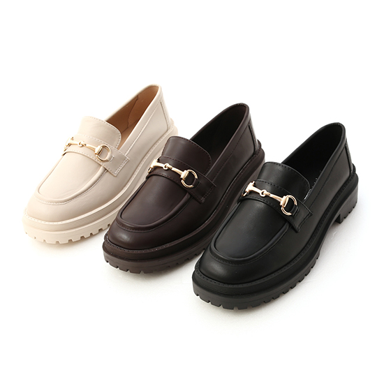 Thick Sole Horsebit Loafers French Vanilla White