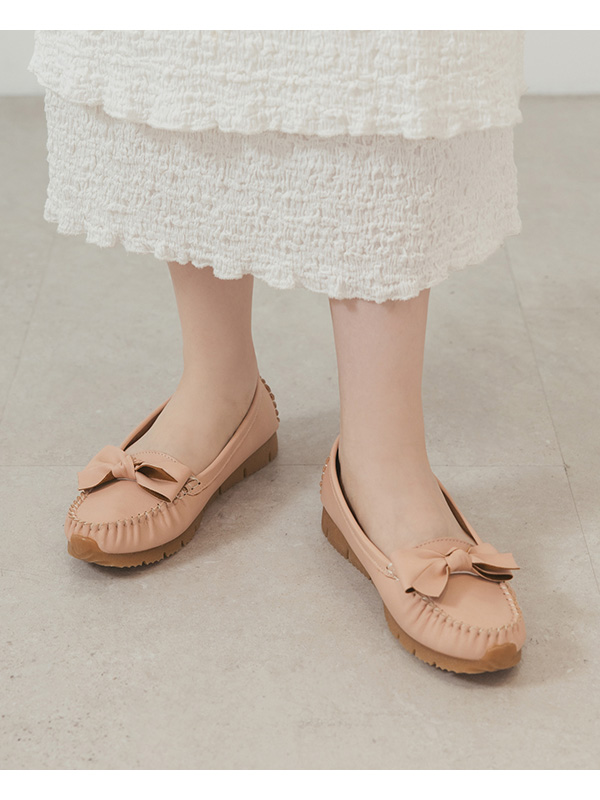 MIT Bow Platform Moccasins Pink