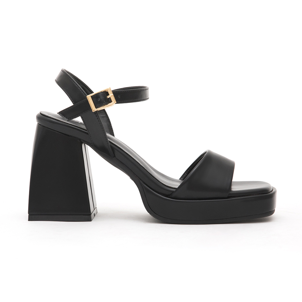 Single-Strap High-Heeled Platform Sandals Black